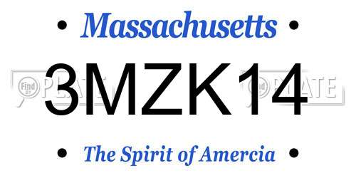 3MZK14 Massachusetts License Plate
