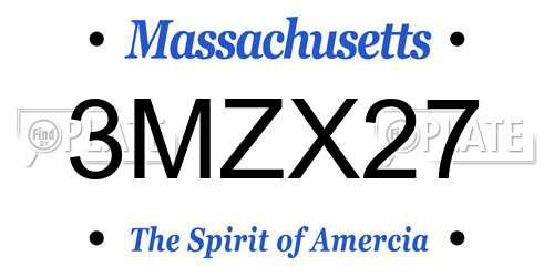 3MZX27 Massachusetts License Plate