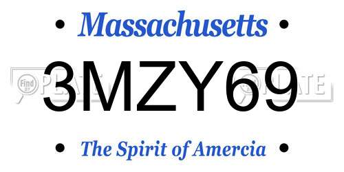 3MZY69 Massachusetts License Plate