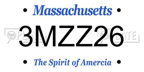 3MZZ26 Massachusetts License Plate