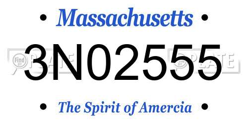 3N02555 Massachusetts License Plate