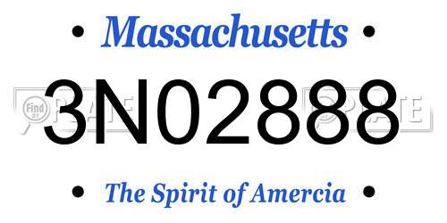 3N02888 Massachusetts License Plate