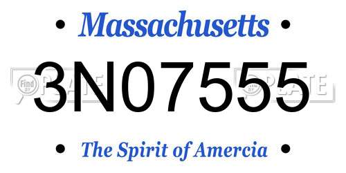3N07555 Massachusetts License Plate
