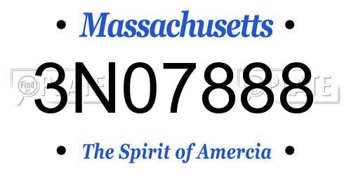 3N07888 Massachusetts License Plate