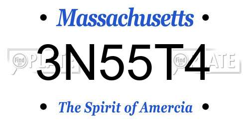 3N55T4 Massachusetts License Plate