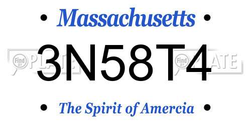 3N58T4 Massachusetts License Plate