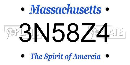 3N58Z4 Massachusetts License Plate