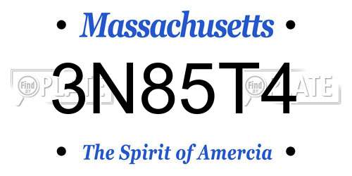 3N85T4 Massachusetts License Plate