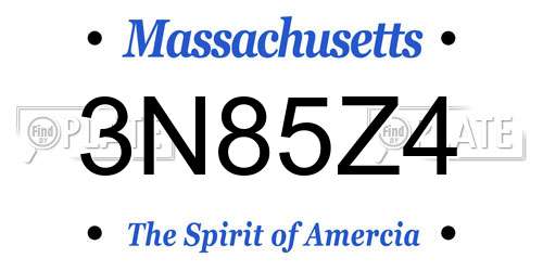 3N85Z4 Massachusetts License Plate