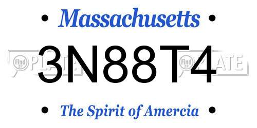 3N88T4 Massachusetts License Plate