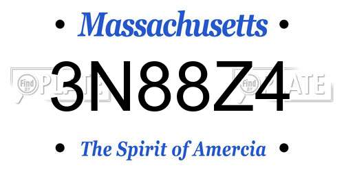3N88Z4 Massachusetts License Plate