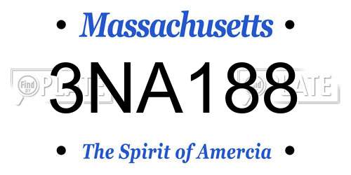 3NA188 Massachusetts License Plate
