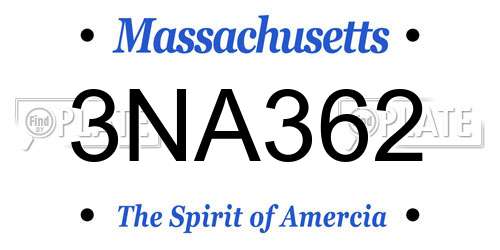 3NA362 Massachusetts License Plate