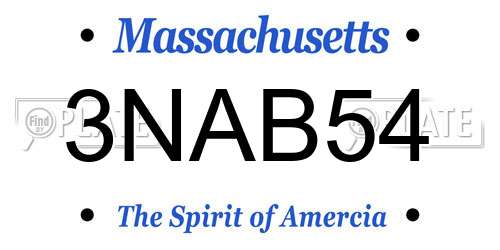 3NAB54 Massachusetts License Plate