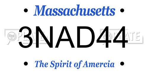 3NAD44 Massachusetts License Plate