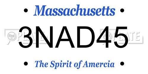 3NAD45 Massachusetts License Plate
