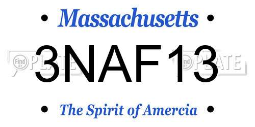 3NAF13 Massachusetts License Plate