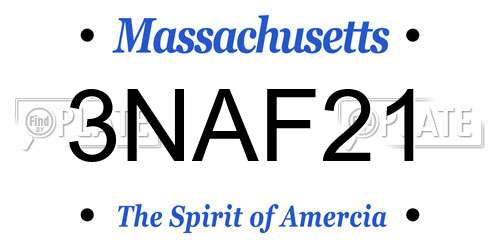 3NAF21 Massachusetts License Plate