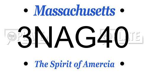 3NAG40 Massachusetts License Plate