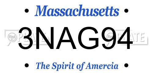 3NAG94 Massachusetts License Plate