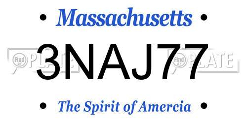 3NAJ77 Massachusetts License Plate