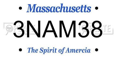 3NAM38 Massachusetts License Plate
