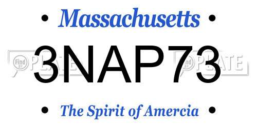 3NAP73 Massachusetts License Plate