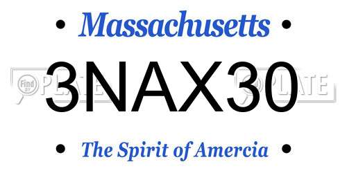 3NAX30 Massachusetts License Plate