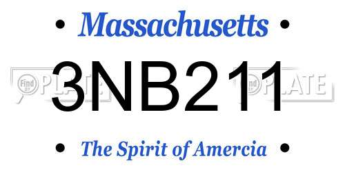 3NB211 Massachusetts License Plate