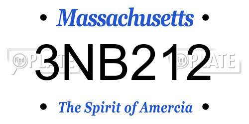 3NB212 Massachusetts License Plate