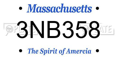3NB358 Massachusetts License Plate