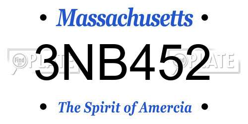 3NB452 Massachusetts License Plate