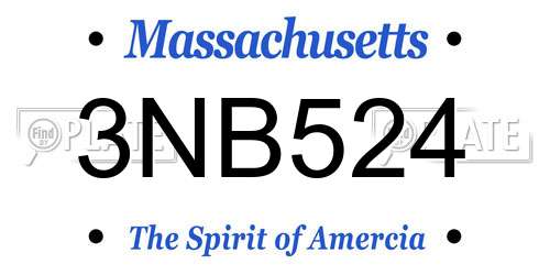 3NB524 Massachusetts License Plate