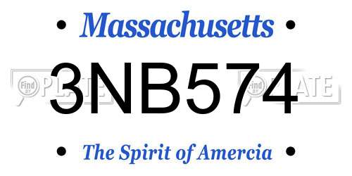3NB574 Massachusetts License Plate
