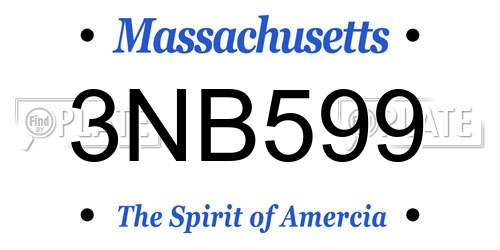 3NB599 Massachusetts License Plate