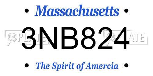 3NB824 Massachusetts License Plate