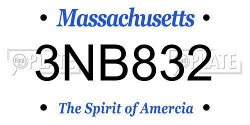 3NB832 Massachusetts License Plate