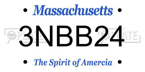 3NBB24 Massachusetts License Plate