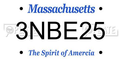 3NBE25 Massachusetts License Plate