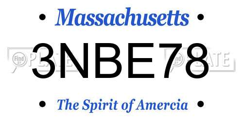 3NBE78 Massachusetts License Plate
