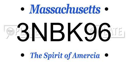 3NBK96 Massachusetts License Plate