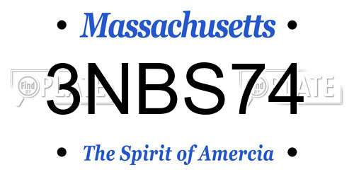 3NBS74 Massachusetts License Plate