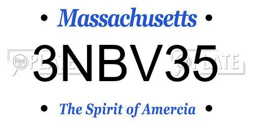 3NBV35 Massachusetts License Plate