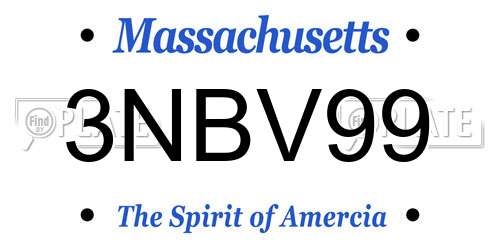 3NBV99 Massachusetts License Plate
