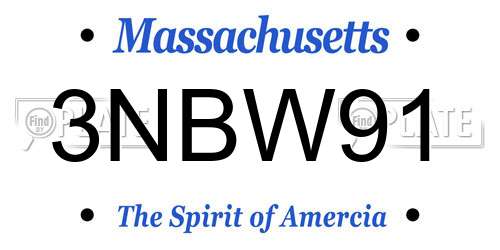 3NBW91 Massachusetts License Plate