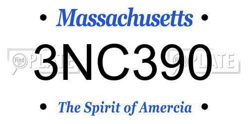 3NC390 Massachusetts License Plate
