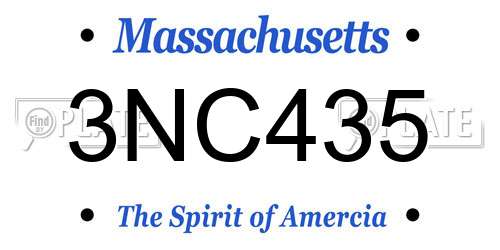 3NC435 Massachusetts License Plate