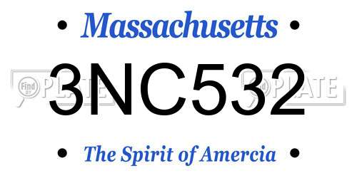 3NC532 Massachusetts License Plate