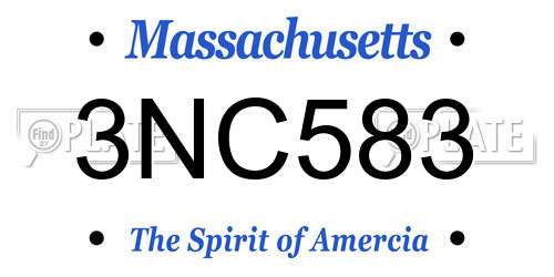 3NC583 Massachusetts License Plate