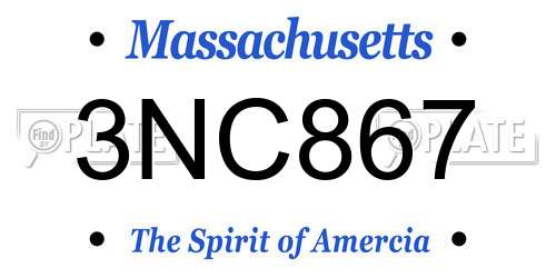 3NC867 Massachusetts License Plate